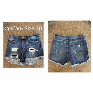 KanCan Women's Ripped Jean Shorts - Dark Blue